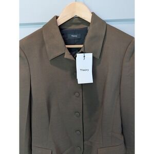 NWT $535 Theory Military‎ Jacket Utility Wool Oak Green Blazer Size 8 Designer